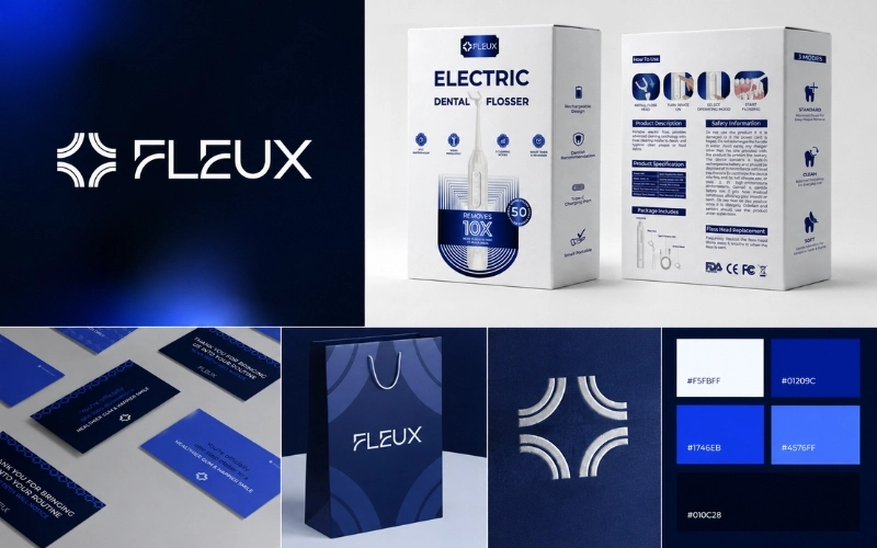 Fleux: Electric Dental Flosser Branding and Packaging Design